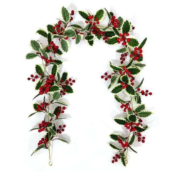 

decorative flowers & wreaths 6/8feet red berry christmas garland flexible artificial for winter year holiday decor 2021