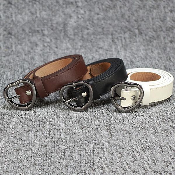 

belts women's fashion solid casual personality pin buckle heart shaped all-match belt color, Black;brown