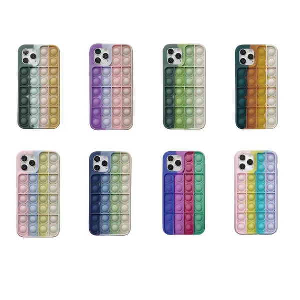 

2021 rainbow push bubble antistress toys pop it fidget phone cases for iphone 12 pro max mini 11 xr xs x 10 8 7 6 6s plus unique 3d decompre