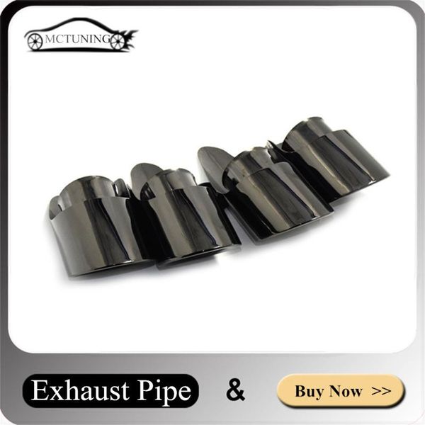 motorcycle exhaust system one pair car styling muffler tailpipe nozzles for macan 3.0t stainless steel black rear diffuser tip