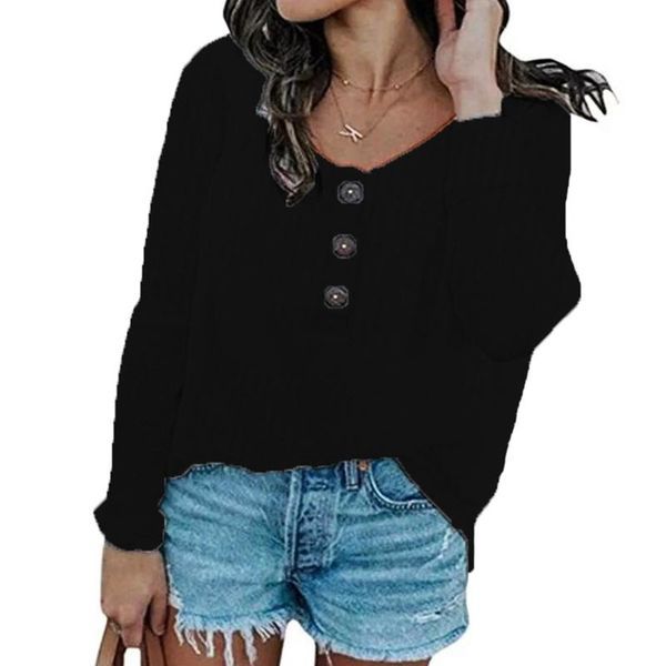 

women's blouses & shirts knitted blouse women autumn long sleeve solid color round-neck button vintage elegant plus size casual blusas, White