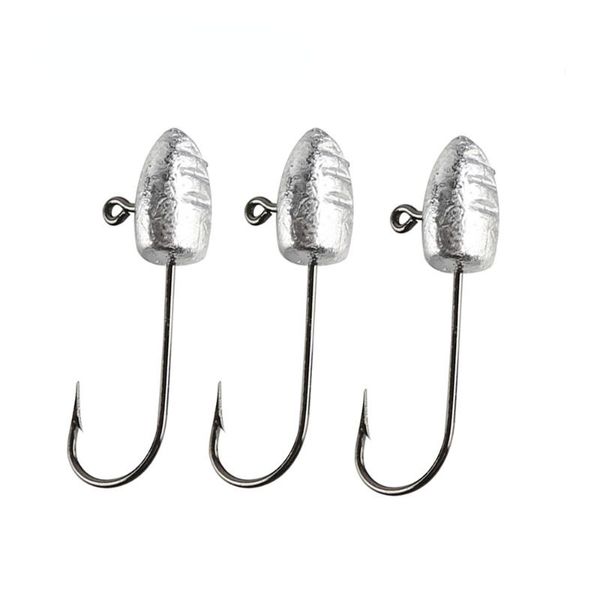 

fishing hooks 10pcs exposed jig head hook 2g 3g 5g bait soft wom