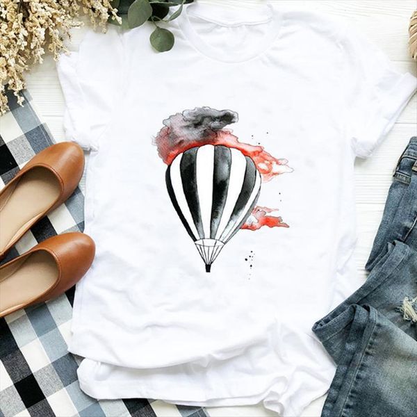 

balloon cartoon fashion casual 90s women printing print tee clothes graphic, White