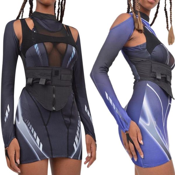 

casual dresses women two-piece clothes set dress, high neck see-through bodycon dress and long sleeve bolero, s/ / l, Black;gray