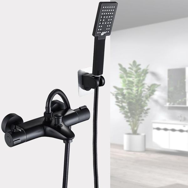 

bathroom shower sets black thermostatic bathtub faucet wall mounted two function tap lead-brass body easy to install