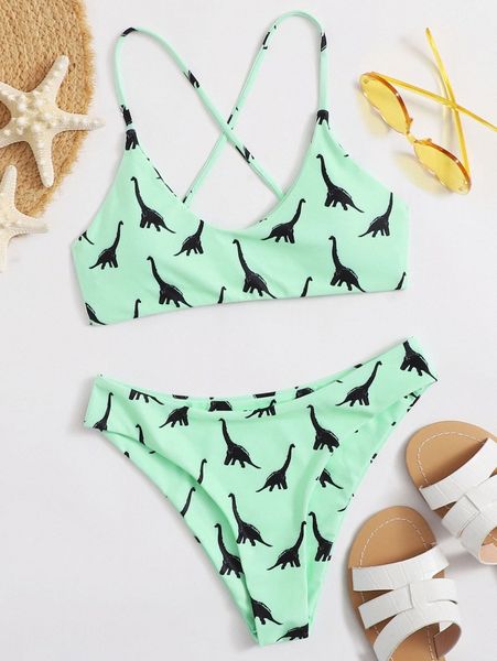 

dinosaur print bikini swimsuit f7qy#, White;black