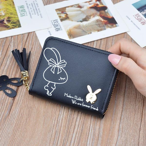 

wallets women small wallet ladies short zipper coin purse female student korean mini key, Red;black