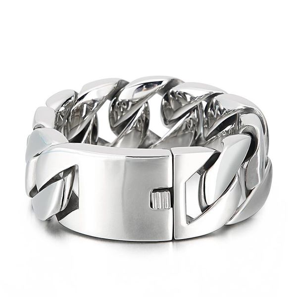

link, chain 316 stainless steel 30mm cuban bracelet bangle men's heavy chunky link fashion jewelry gifts, Black