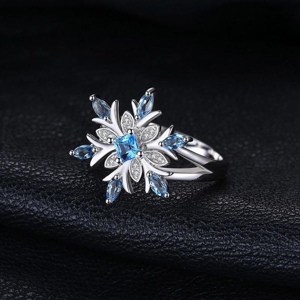 

wedding rings fashion flower for women blue zircon crystal fine jewelry silver color female gift arrival, Slivery;golden
