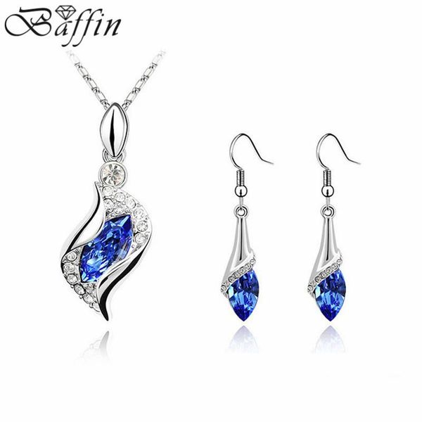 

earrings & necklace fashion jewelry sets crystal channel made with austria elements jewellery for women, Silver