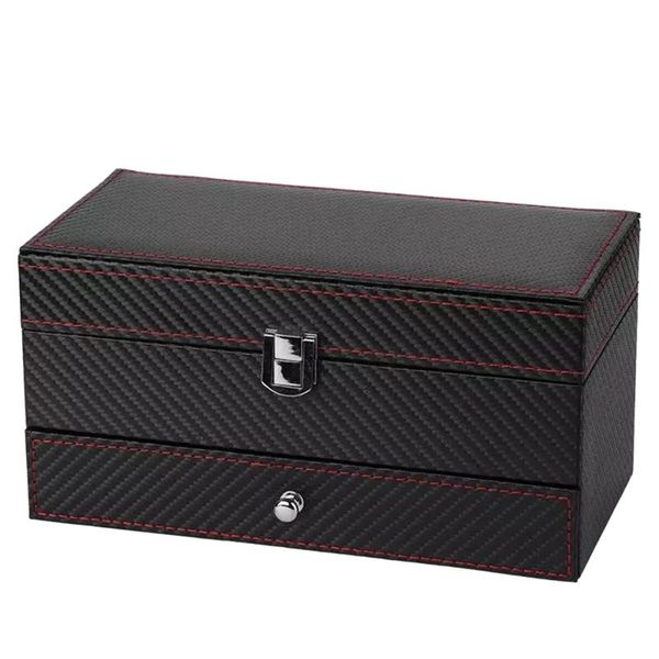 

watch boxes & cases couple 4 grid box case double jewelry display storage rack black gift, Black;blue