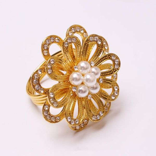 

6pcs/pearl flower diamond-studded napkin ring deskdecoration used for family party el wedding western rings