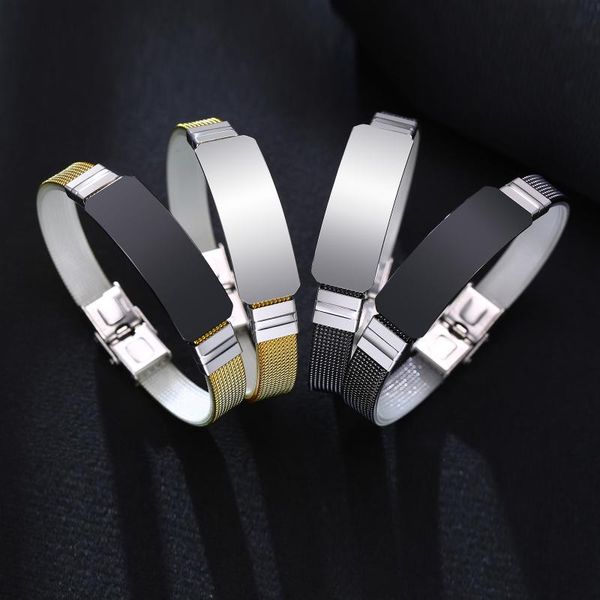 

link, chain tag bracelet engravable stainless steel for men jewelry, Black