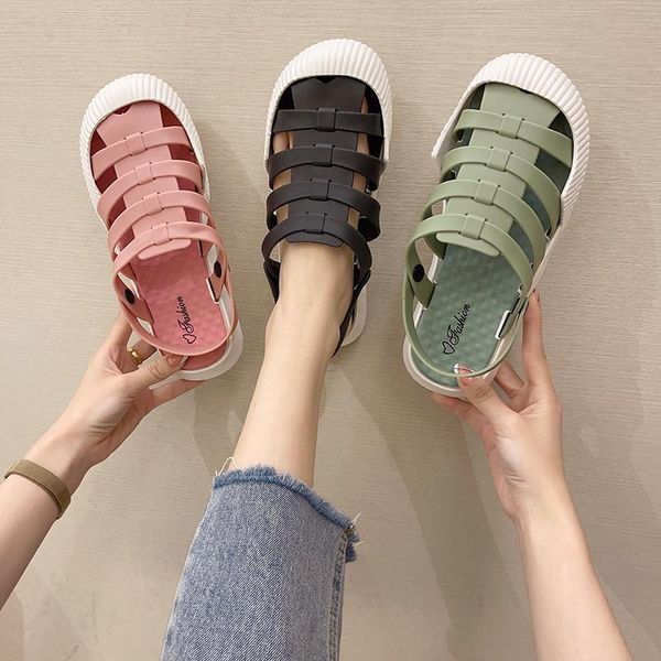 

slippers summer women shoes 2021 fashion design flats hollow flip flops beach casual comfortable sandals dress, Black