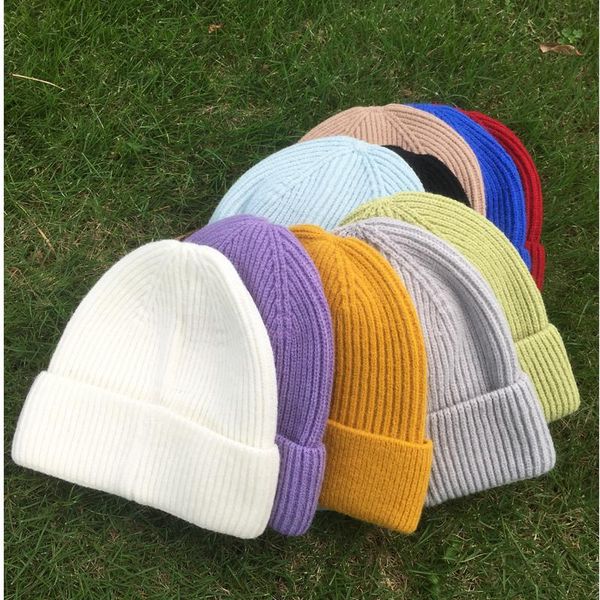 

beanie/skull caps 2021 brand winter hat for women wool large size, Blue;gray