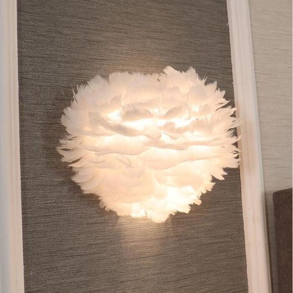 

nordic bedroom bedside wall lamp creative personality children's princess room romantic warm feather lamps