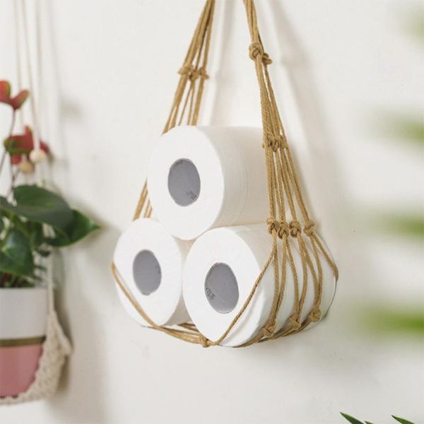 

nordic hanging cotton rope holder for toilet paper magazine books holders