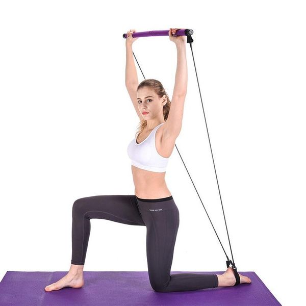 

resistance bands fitness purple home gym trainer portable pilates total body workout yoga stretch stick multifunctional abdominal #1