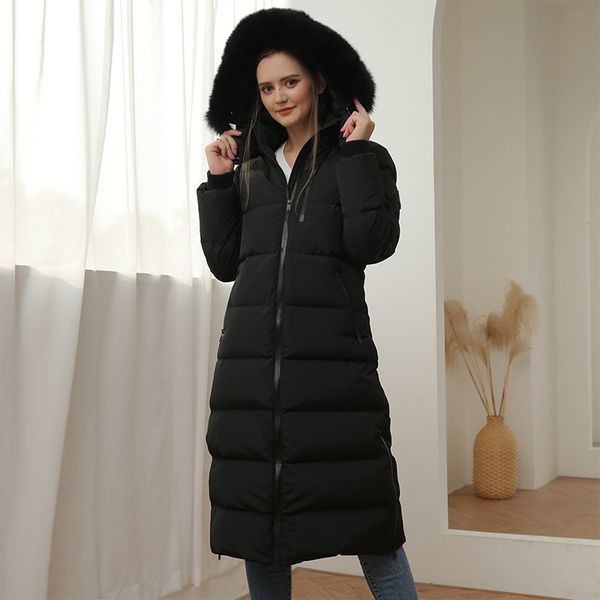 

and women's down overcoat winter thickened warm cotton-padded fashion coats, Black