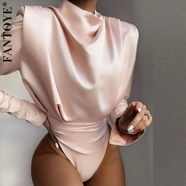 

women's jumpsuits & rompers satin long sleeve bodysuit turtleneck bodycon backless overalls for party romper jumpsuit 2oe3, Black;white