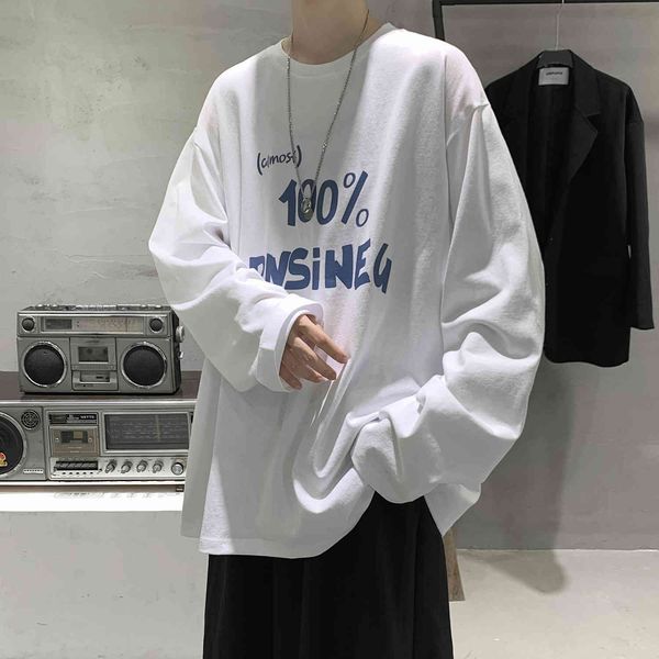 

men's hoodies & sweatshirts korean hip hop oversized t-shirt spring streetwear long kpop couple loose shirts more size upper eod7, Black