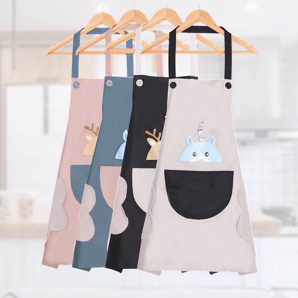

apron fashion cartoon female summer kitchen wipe hands cooking oil proof household smock