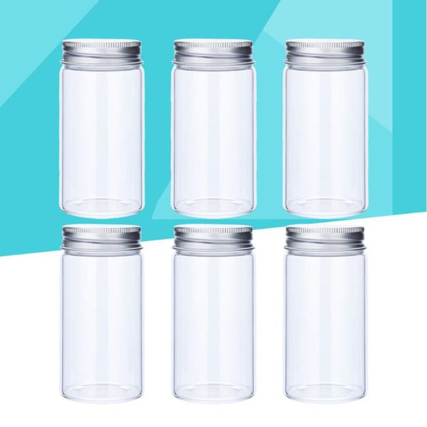 

pcs storage containers portable useful candy jar grain aluminum screw-on lids holder (silver) bottles & jars