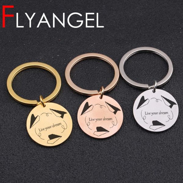 

keychains creative motivational key chain engraved live your dream paper plane bag charm for friendsdream keyring gifts, Silver