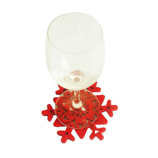 

mats & pads 4pcs cup mat christmas snowflake shaped xmas red anti-skid table placemat holiday decor