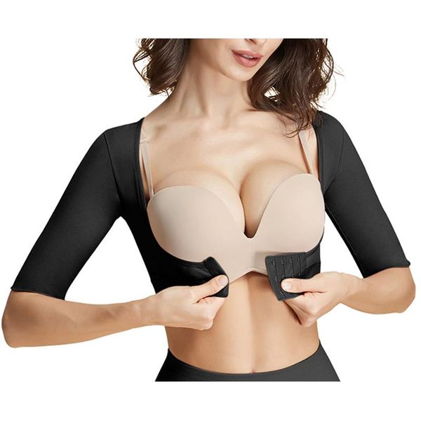 

women's shapers women arms shaper slimming body shoulder underwear back posture corrector humpback prevent chest gather upper support, Black;white