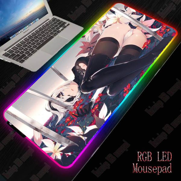 

mouse pads & wrist rests xgz nier automata girl rgb pad gaming keyboard large computer gamer backlight mause desk mat
