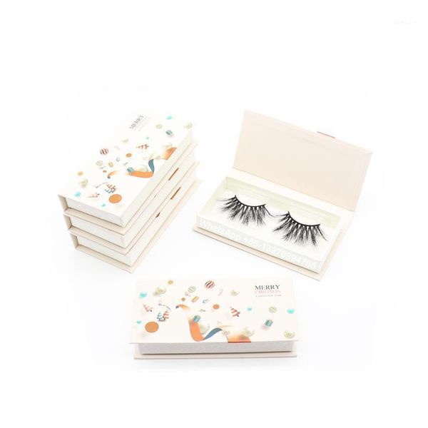 

dramatic 25mm mink eyelashes thick/crisscross false lashes christmas theme lash case with tray custom packaging1