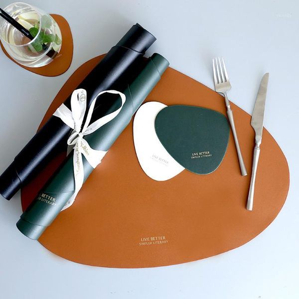 Mats almofadas de jantar mesa de mesa de mesa de couro tapete de chá copo tigela decoração home prato almofada almofada cozinha também