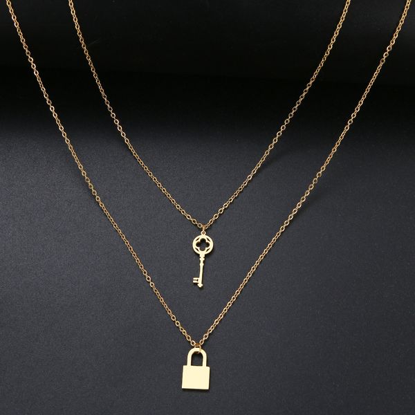 

punk padlock necklaces for women rock hiphop key lock necklace men chic gifts stainless steel chains jewelry, Silver