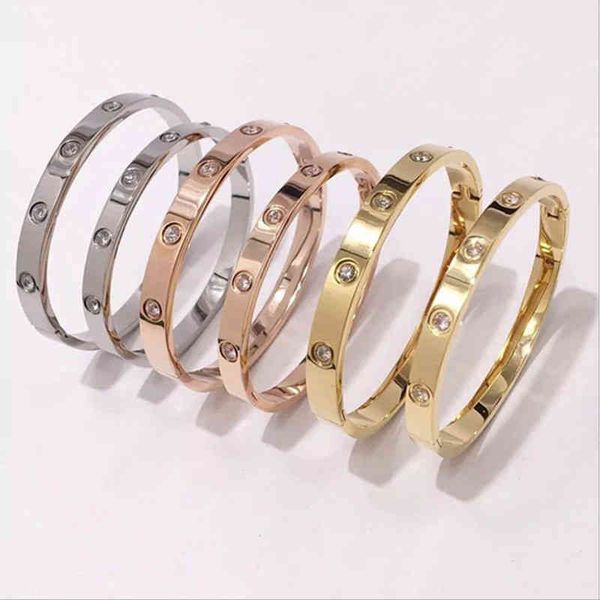 

brand bracelet men gold bangles friendship charm lovers bracelets women full of diamonds stainless steel designer jewelry party wedding silv, Black