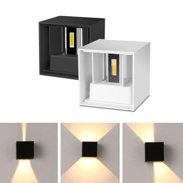 

wall light adjustable 6w/12w ip65 square waterproof indoor outdoor aluminum lamp surface mounted porch living room