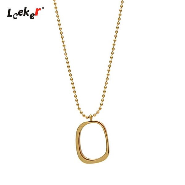 

pendant necklaces leeker hollow square stainless steel necklace 66cm gold chain on neck women fashion jewelry 252 lk2, Silver