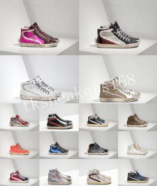 

2021 selling golden mid star high shoe italy fashion women sneakers luxury brand trainers sequin classic white do-old dirty men shoes