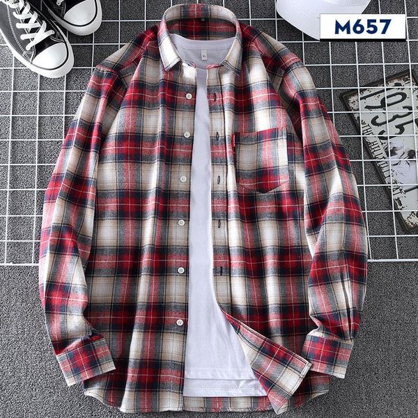 

men's casual shirts 100% cotton flannel plaid shirt slim fit spring autumn male brand long sleeved soft comfortable 2021, White;black