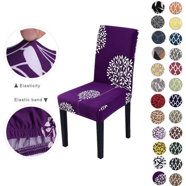 

chair covers printed elastic cover dining spandex stretch removable slipcovers for room banquet wedding kitchen