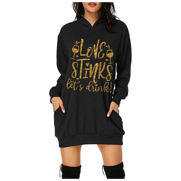 

warm hoodies for women plus size loose valentine printing pocket hooded long sweatshirt casual pullover clothes women's & sweatshirts, Black