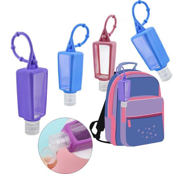 

storage bottles & jars 30 ml silicone hand sanitizer empty bottle sleeve portable travel hook protective cover child shoolbag pendant