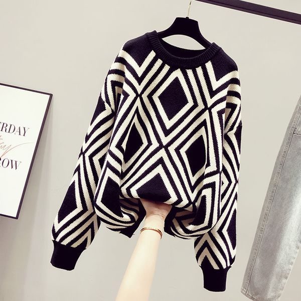 

women's sweaters red sweater thick western bottom shirt loose and versatile lazy style on the coat 48ew, White;black