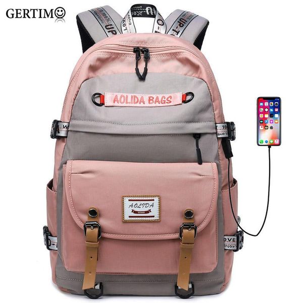 

backpack city travel backpacks for women usb charging lapfashion letters printing rucksack teenager girls bags schoolbags