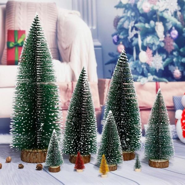 

christmas decorations tree snow frost small with led lights diy deskdecoration navidad family party ornaments