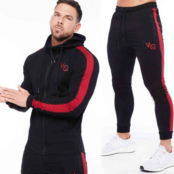 

men's tracksuits jogger outono e inverno novo esporte masculino lazer terno elÃ¡stico fino ajuste zÃ­per pulÃ´ver de duas peÃ§as correndo a, Gray