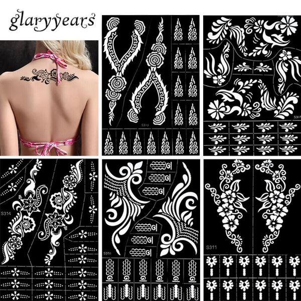 

airbrush tattoo supplies wholesale-30 designs 1 piece large henna stencil hollow paint template women makeup body art temporary1