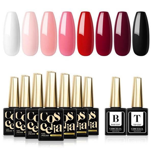 

nail art kits coscelia gel polish set with base coat semi permanent varnish hybrid soak off for cured by lamp