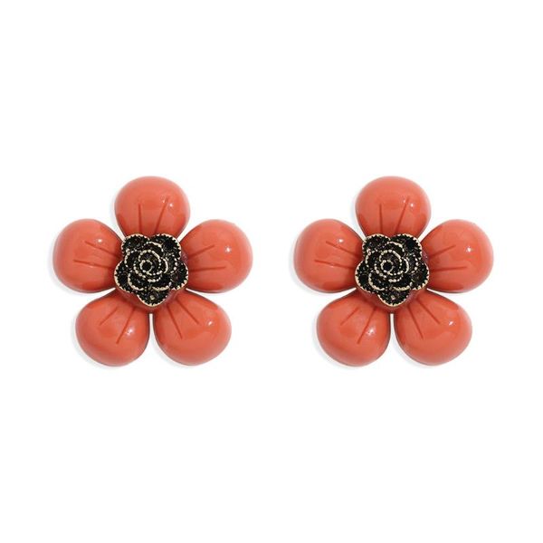 

cute flower stud earrings for women multicolor acrylic candy color petal wedding korean fashion jewelry gifts, Golden;silver