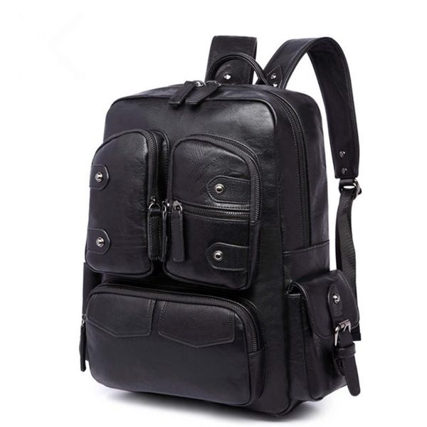 

backpack large capacity mens rivet pu leather for casual men daypacks computer travle bag schoolbag business luggage mochila